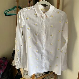 Anthropologie Maeve Sheer Daisy Appliqué Shirt